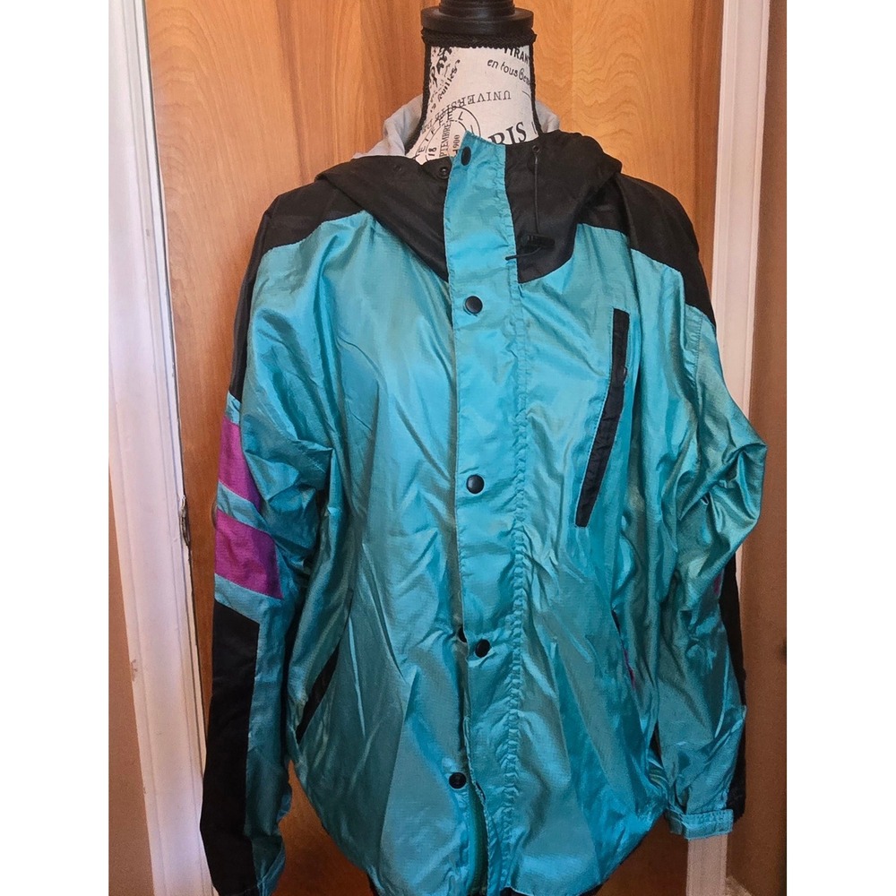 Vintage The North Face Jacket Medium Teal Purple Black Hooded 90s Ski